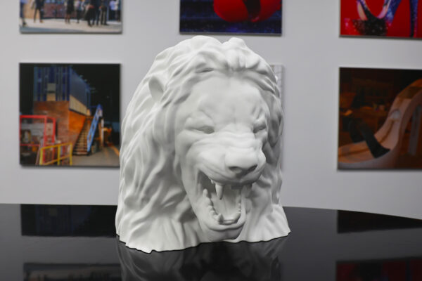 3D printed model of a lions head