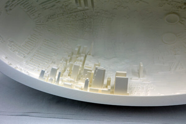 3D printed scale model of city skyline