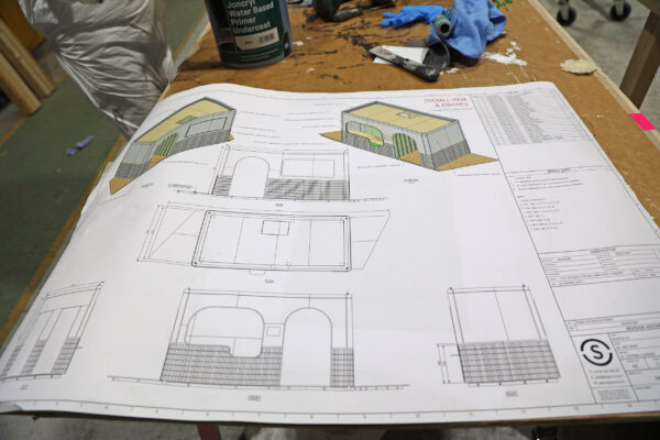 CAD drawing of exhibition structure