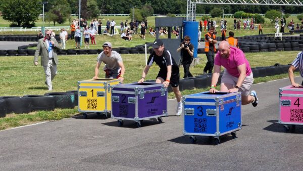 Flight case relay race at Backup Tech Village Fete 2024