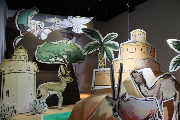 Dioramas depicting UAE emblems, animals and scenery