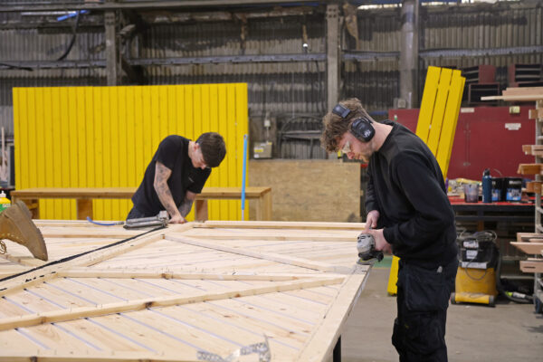 Joiners working in woodshop