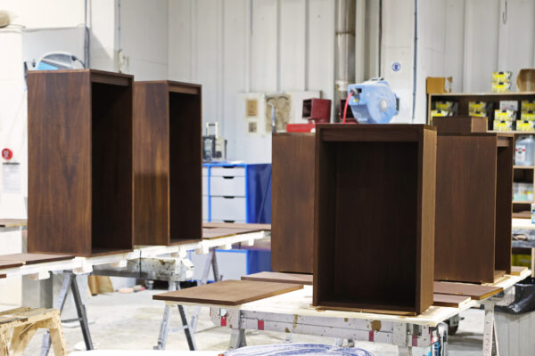 Walnut stained timber furniture pieces