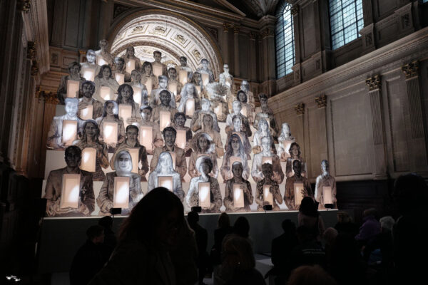 Illuminated large scale portraits in tiered format