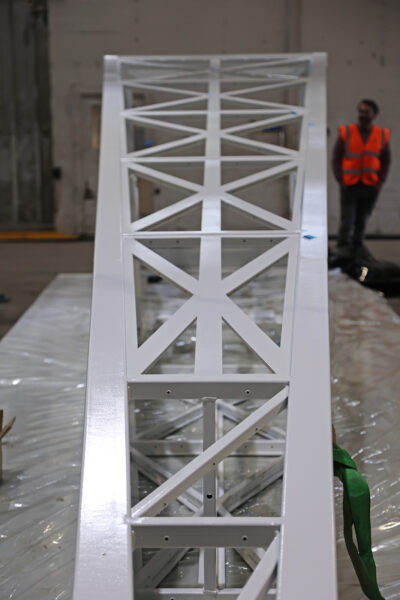 White steel frame structure