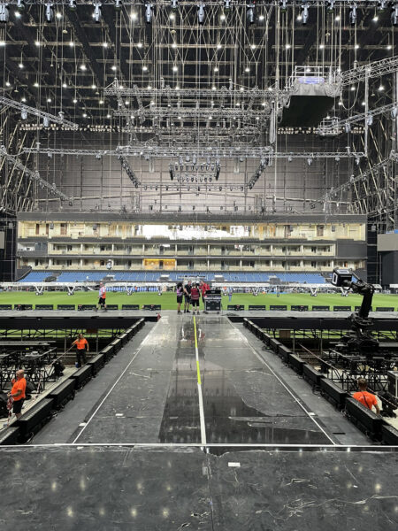 Image of stage catwalk during build