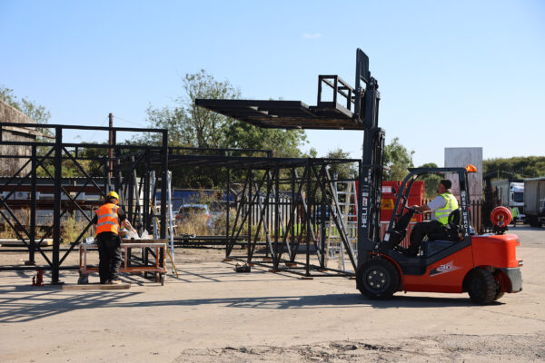 Image of stage structure being built at Stage One