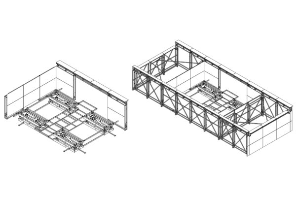 Structural drawing of stage with position of scissor lifts