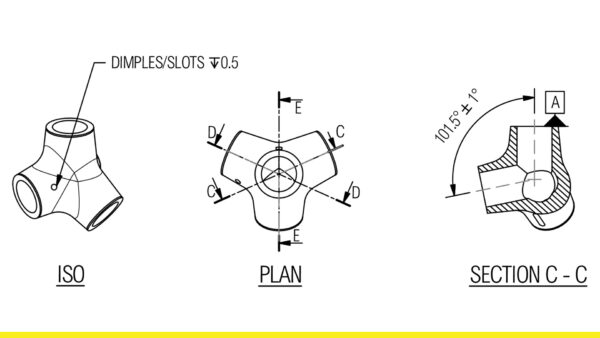 Technical drawing of connection node design