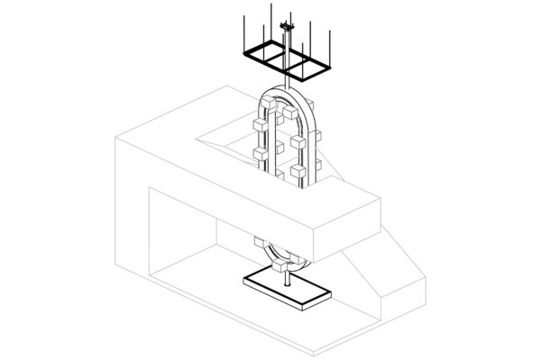 Image of line drawing to show location of lift structure within building