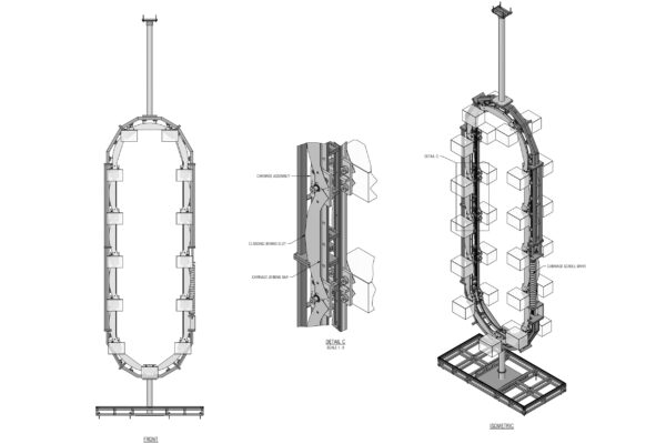 Technical drawing of paternoster lift design