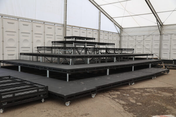 Stock stage units for tiered set design